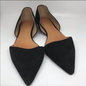 HALOGEN Maisey Black Suede Pointy Toe D'Orsay Flats